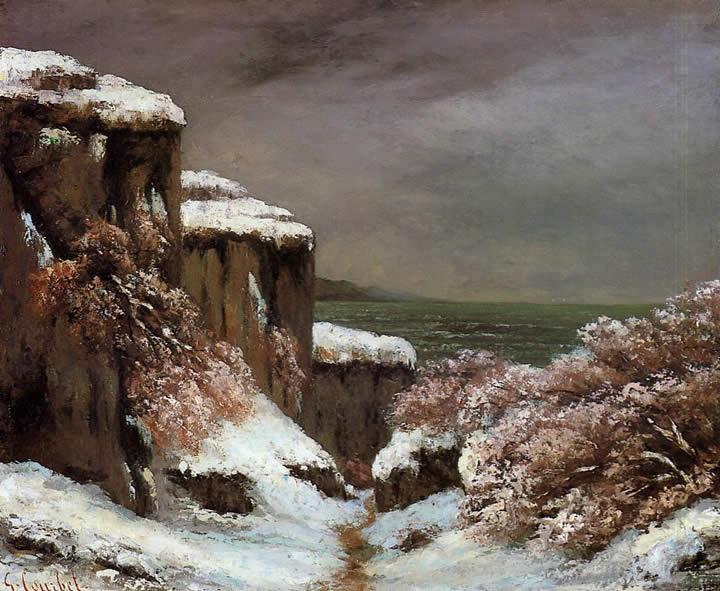 Gustave Courbet Cliffs by the Sea in the Snow